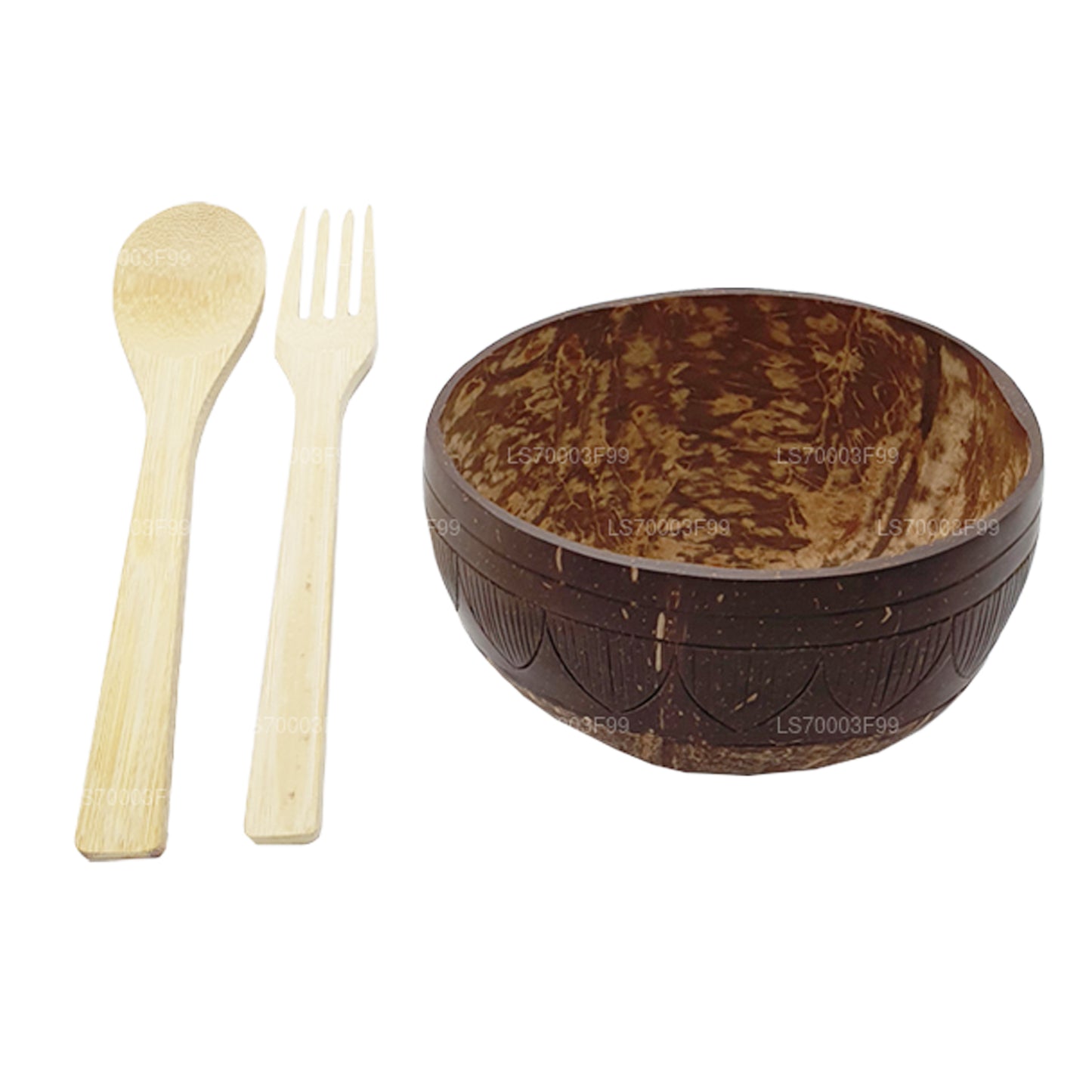 Coconut Shell Smoothie Bowl With Spoon And Fork