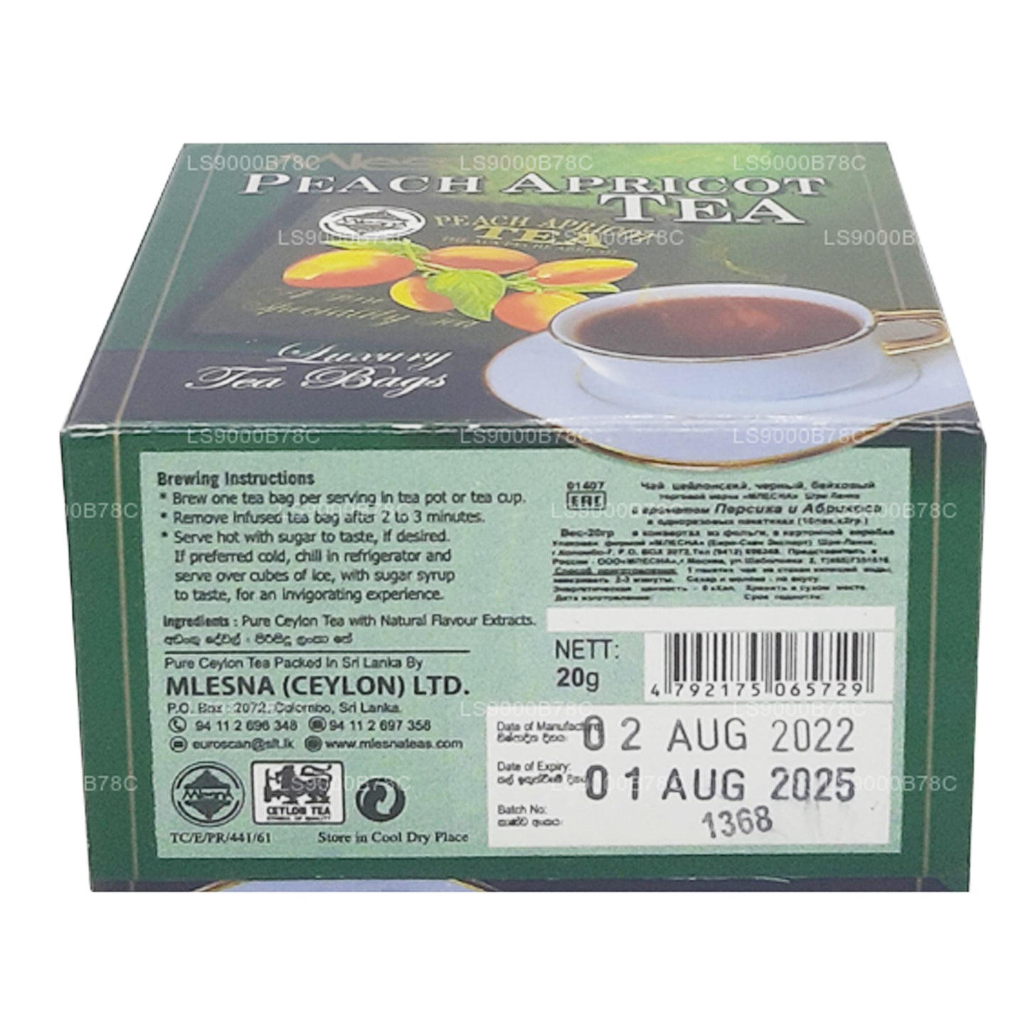 Mlesna Peach Apricot Tea (20g) 10 Luxury Tea Bags