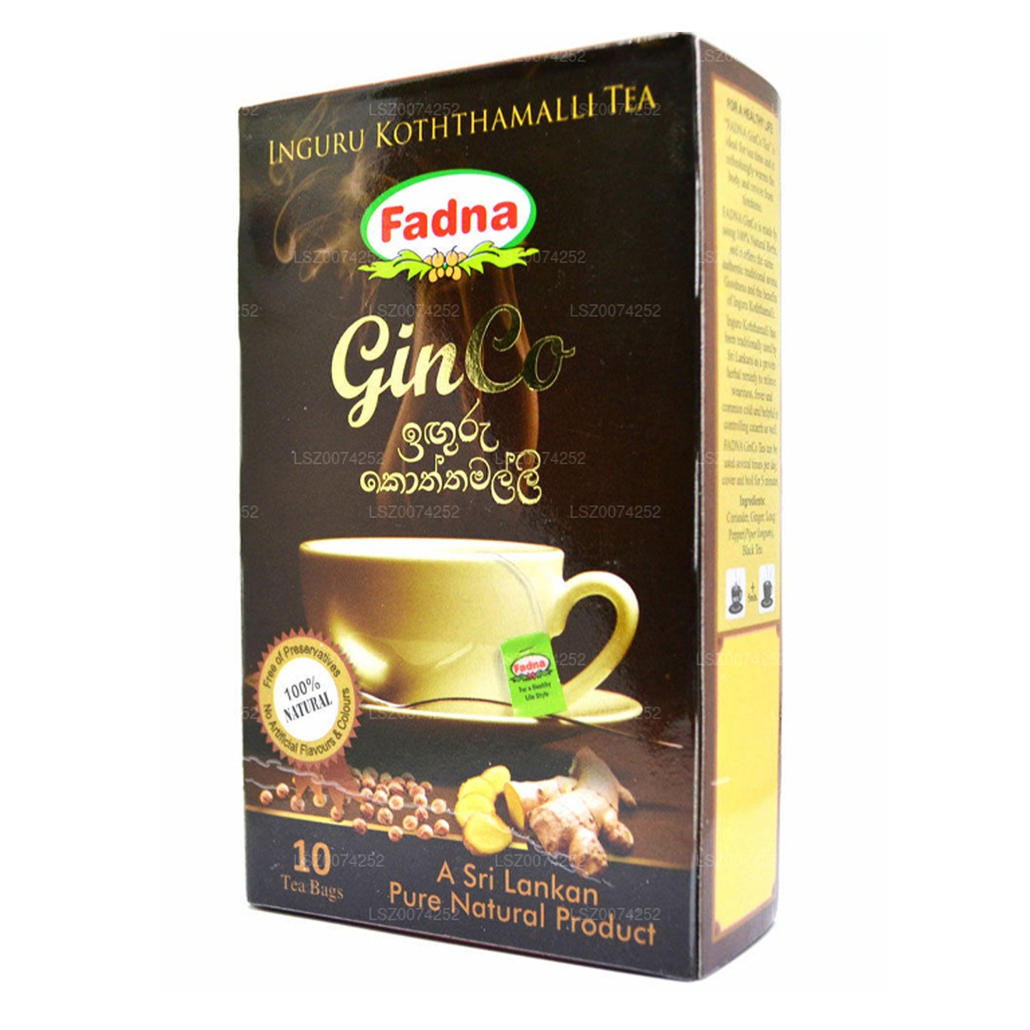 Fadna Ginger and Coriander Flavored Tea (20g) 10 Tea Bags