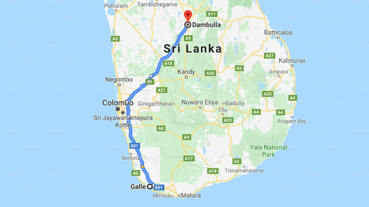 Galle City to Dambulla City Private Transfer