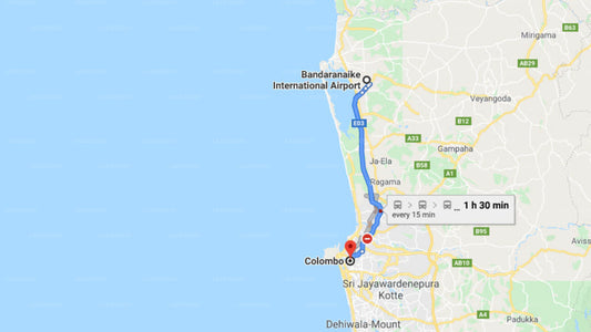 Transfer between Colombo Airport (CMB) and The Havelock Place Bungalow, Colombo