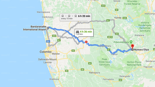 Transfer between Colombo Airport (CMB) and Ashley Resorts, Nuwara Eliya