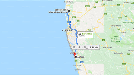 Transfer between Colombo Airport (CMB) and Petter's Beach Inn, Kalutara