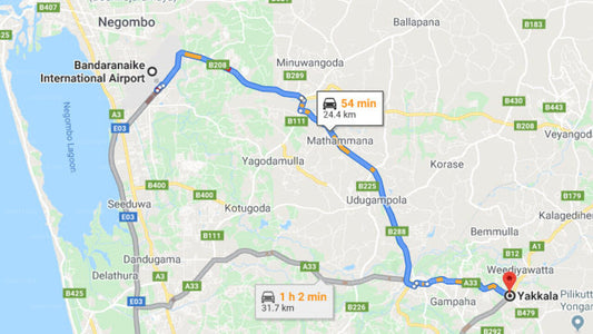 Transfer between Colombo Airport (CMB) and The Private Cottage, Yakkala