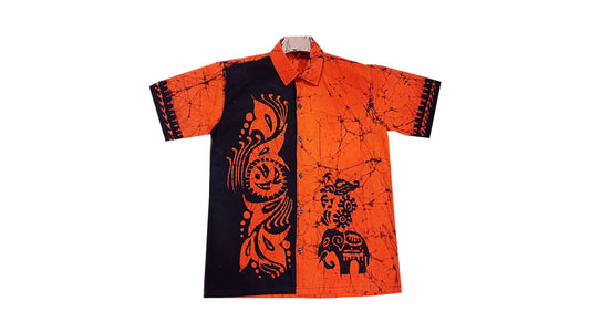 Handmade Men's Batik Shirt (Orange)